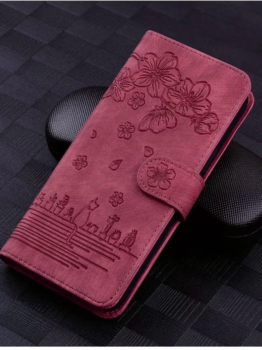 Wine Floral Wallet Phone Case
